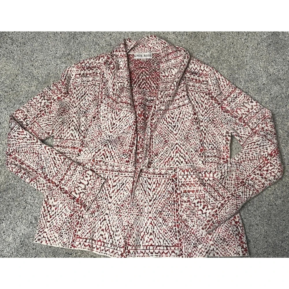 Knox Rose Women's Open Front Cardigan Sweater Sz XL Shawl Collar Cozy Aztec Boho